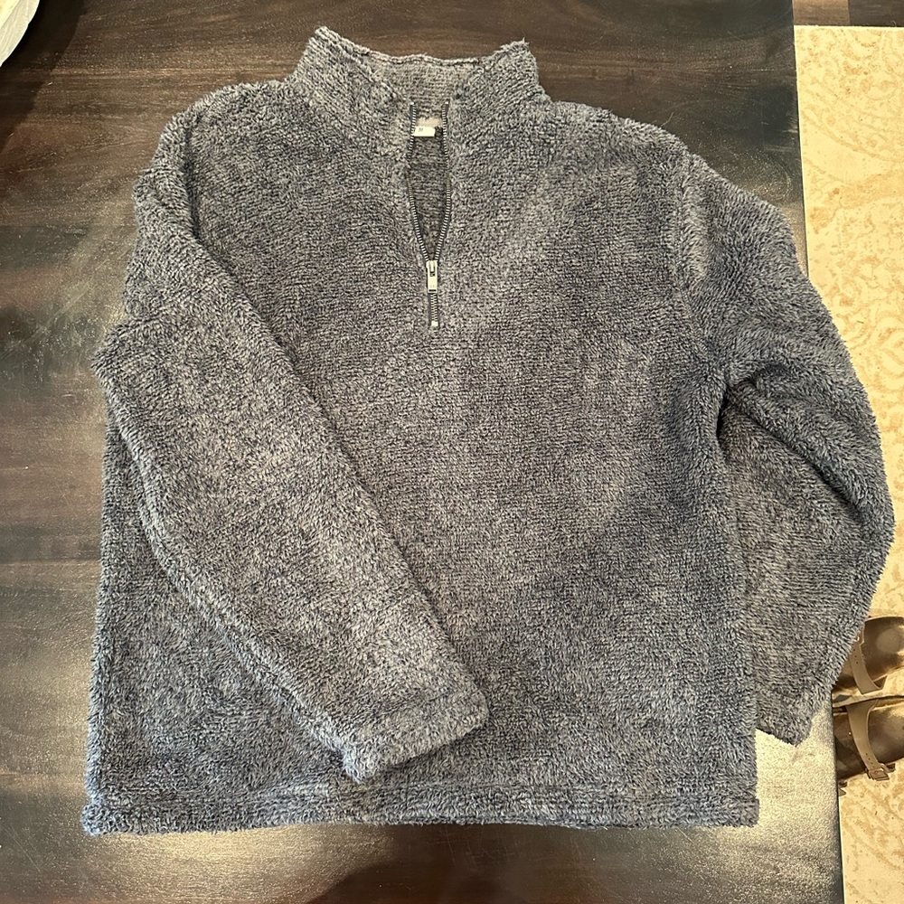 ROWM Quarter Zip Fleece/Sherpa Sweater - Grey - Size Mens L